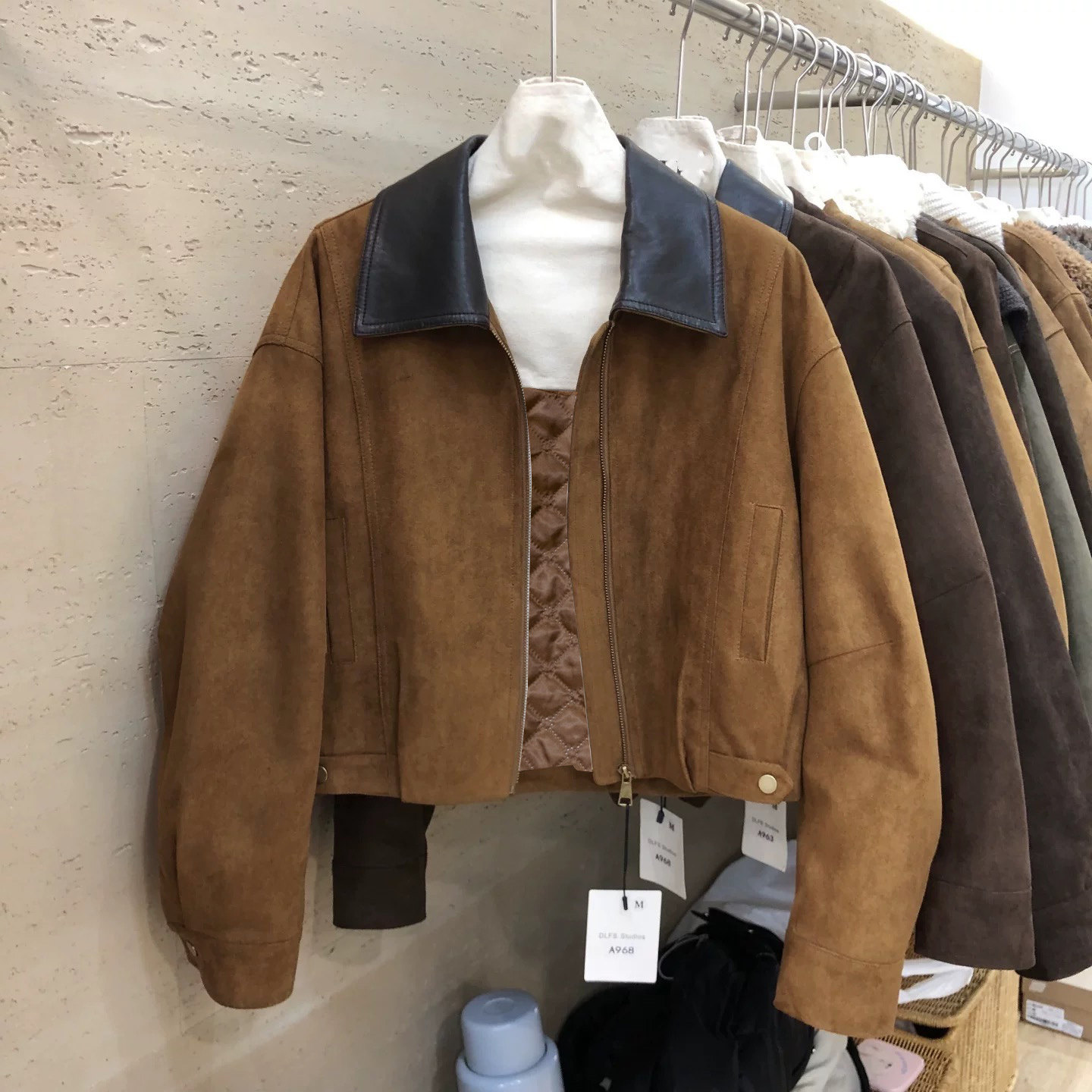 商场同款冬新款时尚翻领外套女麂皮绒夹棉百搭宽松显瘦夹克上衣厚