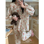 梨花家2026春夏新品 双层纱布舒适透气棉纱居家服女士酷酷KT睡衣