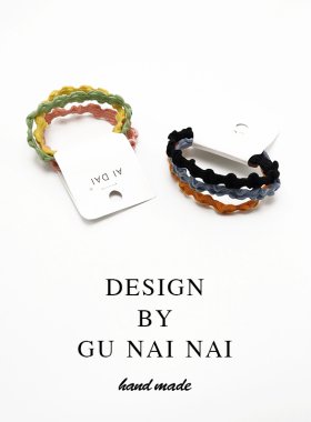 1卡3根 韩国新款基础波浪发绳 高弹力糖果色发圈头绳扎头发皮筋女