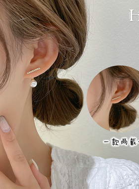 耳环2021新款小众设计感秋冬大气珍珠耳饰韩国气质网红纯银耳钉女