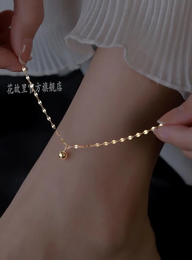 S925纯银转运珠脚链女夏季2023新款潮简约高级感性感脚裸大人足链