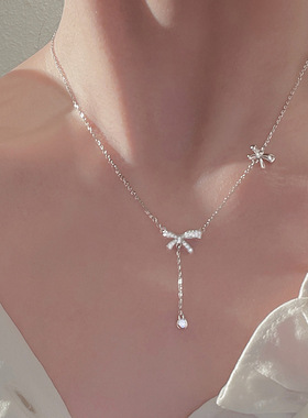 美女落泪925银项链女夏轻奢小众设计感颈链2024年新款高级锁骨链