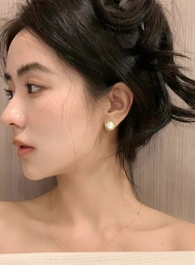 猫眼石蚊香盘耳夹女无耳洞小众设计感高级小清新耳饰简约小巧精致