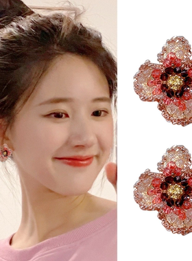 赵露思同款耳环早春2024年新款耳钉女小众设计感高级茶系耳环复古