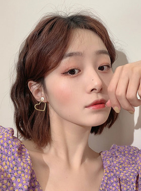 高级感耳环2024年新款潮韩国气质耳饰女夏季爱心925纯银珍珠耳钉