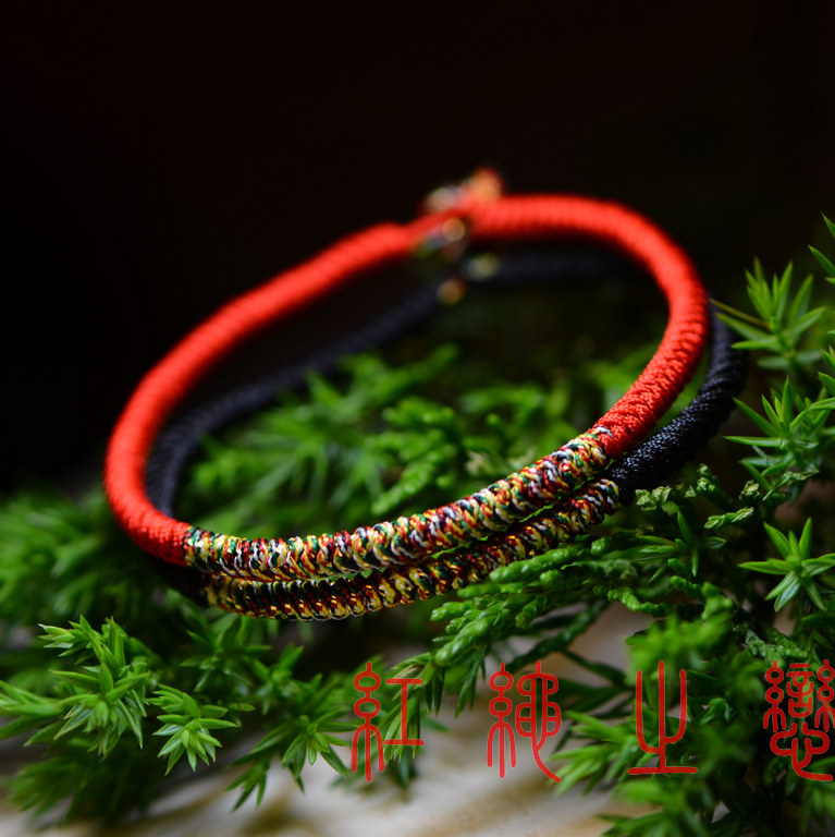 九乘金刚结+祈愿五彩线开运手工编织红绳手链手绳/3MM/男女情侣