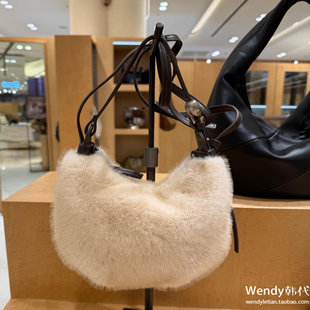 韩国代购 迷你毛绒单肩斜挎腋下手提包moon月亮包 小众archivepke