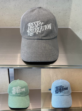 韩国代购rest and recreation 新款复古水洗字母刺绣棒球帽 帽子