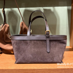 麂皮牛皮单肩腋下手提包菜篮子托特包 lememe 韩国代购 小众设计师