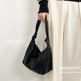 韩国代购小众bucks leather 新款蝴蝶结 打结单肩手提腋下托特包