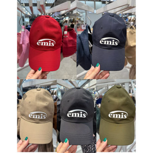 韩国代购正品小众emis 新款经典logo尼龙字母棒球帽 帽子软顶