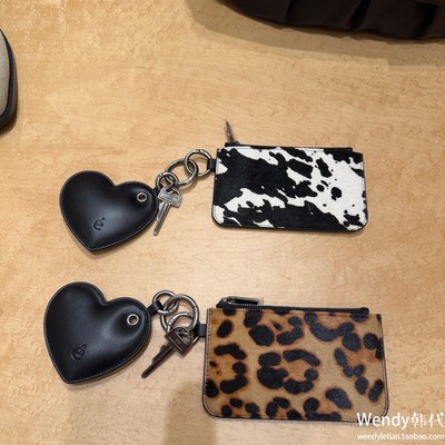韩国代购小众 archivepke 新款爱心豹纹斑马纹卡包零钱包挂件包挂
