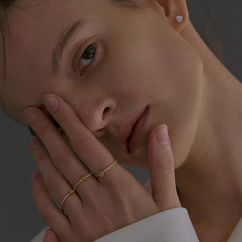 韩国代购设计师S_S.IL 925银带钻细戒指ssil