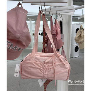 尼龙抽绳蝴蝶结单肩腋下大容量托特包 新款 韩国代购 小众emis