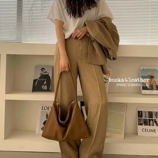 新款 leather 迷你小号单肩腋下托特包 小众bucks 韩国代购