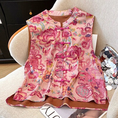 夏季新中式盘扣马甲外套