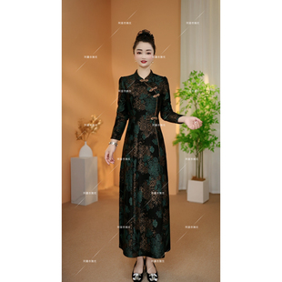 罗马锦棉烫金盘扣钉珠新中式 2285 8081 旗袍连衣裙 衣雅优选