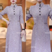 衣雅优选 8101 2524 新款 雪花绒立翻领两穿加厚保暖连衣裙