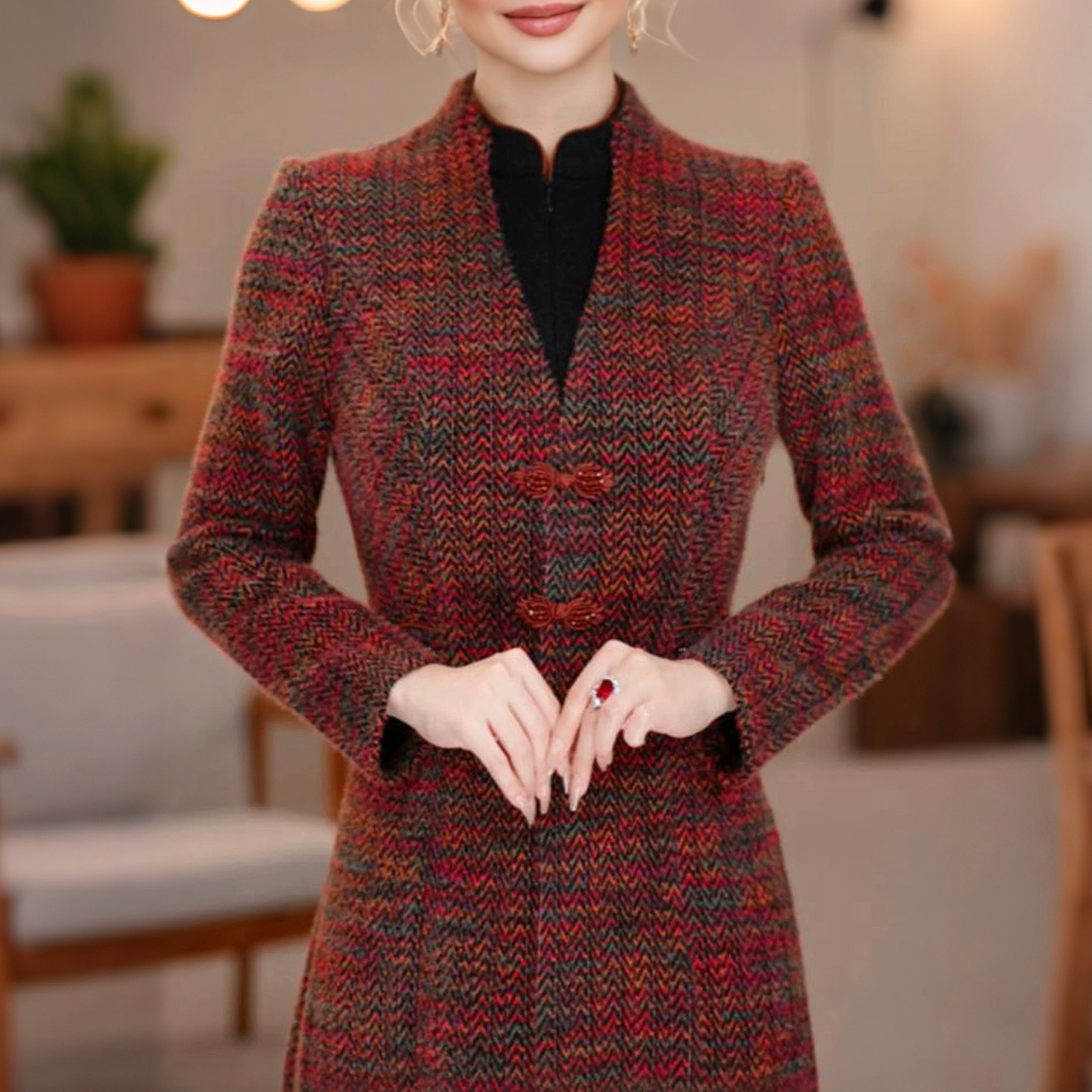 加厚保暖雪花绒连衣裙