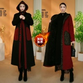 加绒加厚罗马锦棉长款 连帽风衣外套 2628 新款 衣雅优选 8083