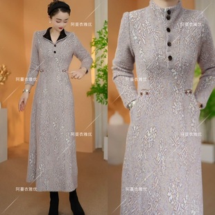 新款 2518 8101 雪花绒立翻领两穿加厚保暖连衣裙 衣雅优选