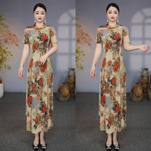 新款 3017 8088 气质显瘦斜门襟钉珠盘扣旗袍连衣裙 衣雅优选