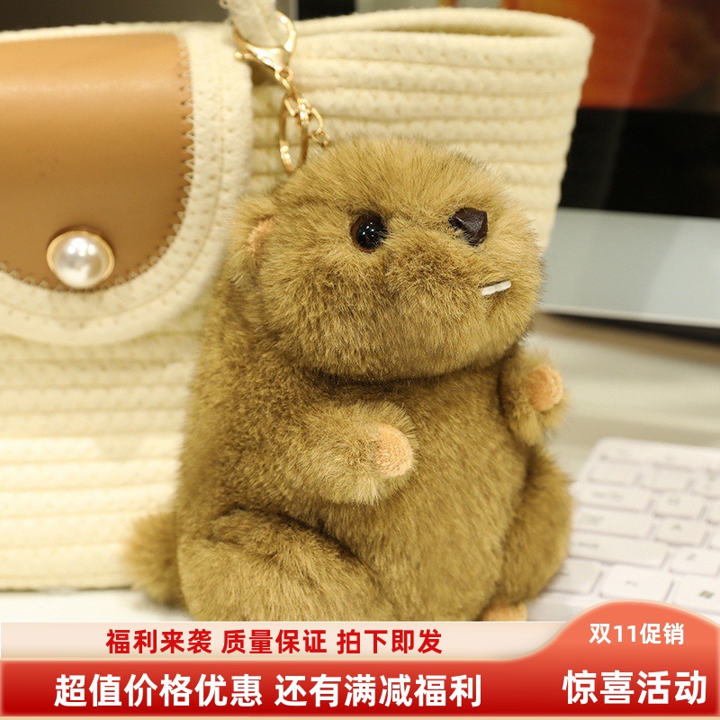 土拨鼠毛绒玩具公仔可爱玩偶布娃娃仿真河狸儿童生日礼物