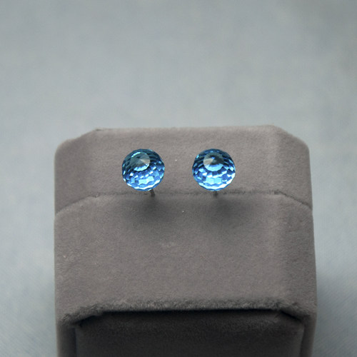 水晶球耳钉女S925纯银耳饰