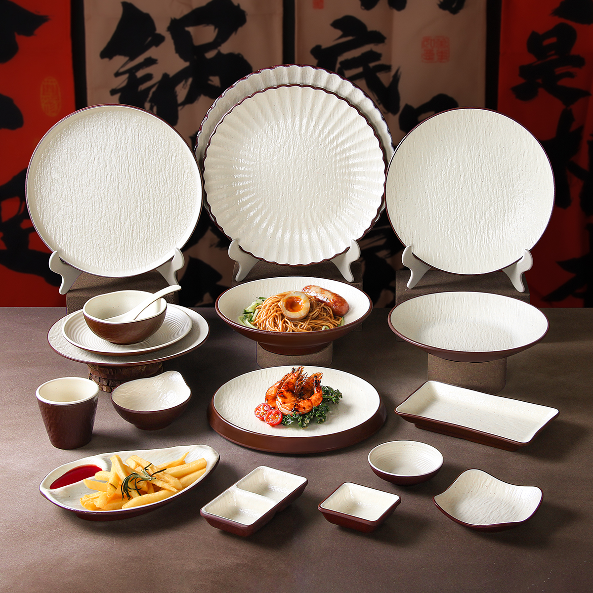 咖白密胺商用盘子加厚盘子