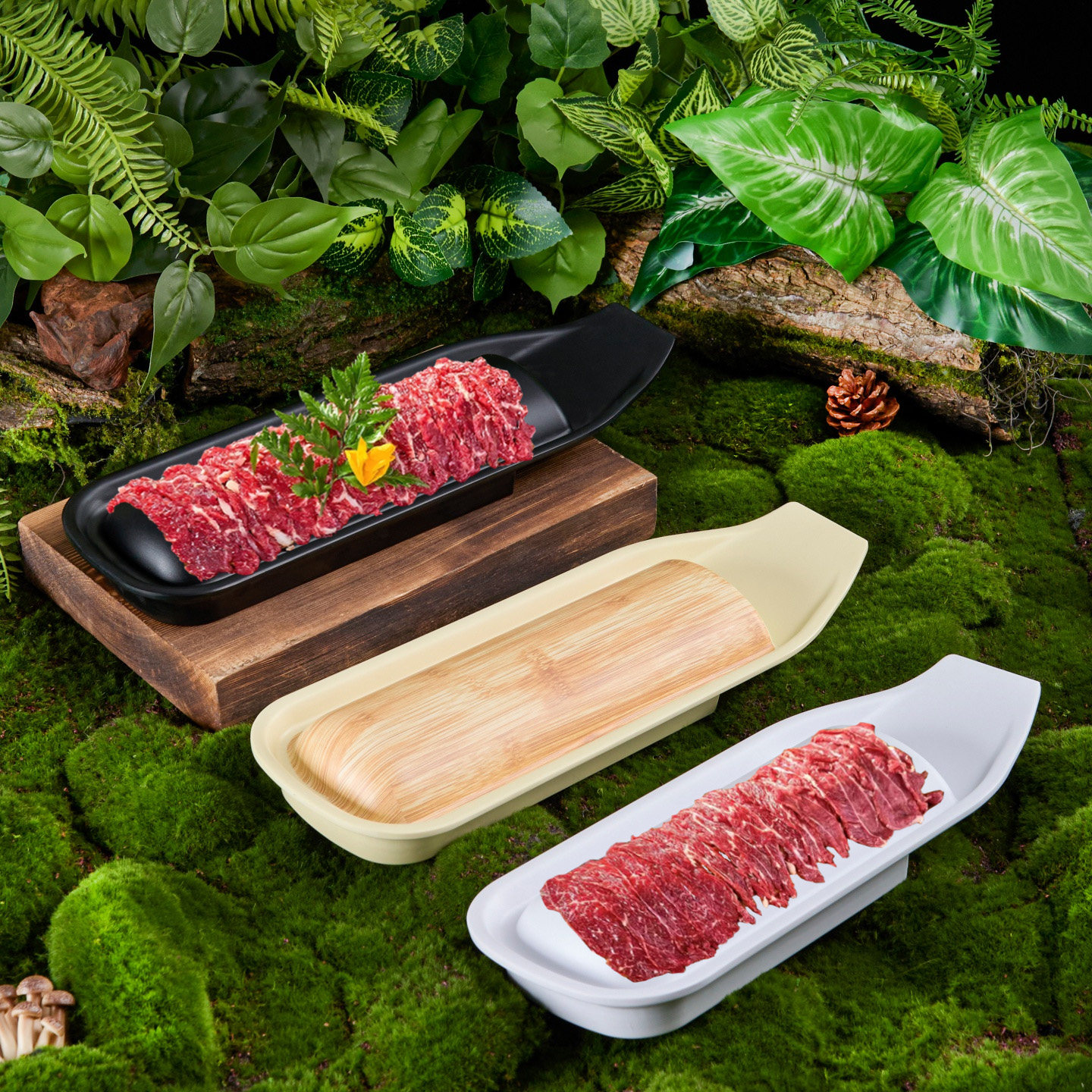 山野风仿瓷火锅烤肉专用牛肉盘
