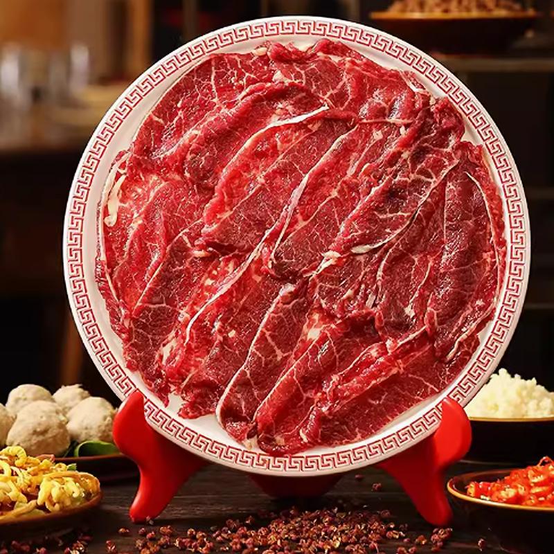 商用鲜切吊龙牛肉盘带支架特色现切火锅牛肉立盘网红新款火锅餐具