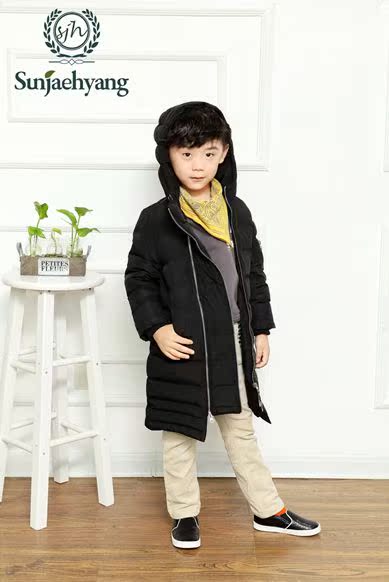 冬季新款儿童双拉链羽绒服中长款男女宝宝气质羽绒服