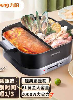 九阳电火锅家用分体火锅电炒锅多功能锅涮烤锅6升大容量HG60-G115