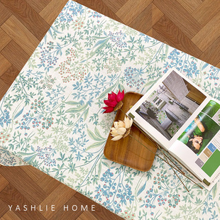 蓝莓森林美式 YASHLIE 棉麻桌布清新田园风餐桌布高级感茶几台布