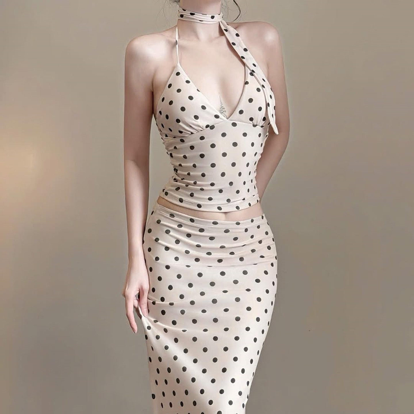 纯欲风波点印花吊带上衣+包臀长裙两件套2026夏季新款辣妹套装 潮,女装/女士精品,时尚套装,淘宝优惠券,粉丝福利购,淘宝优惠卷