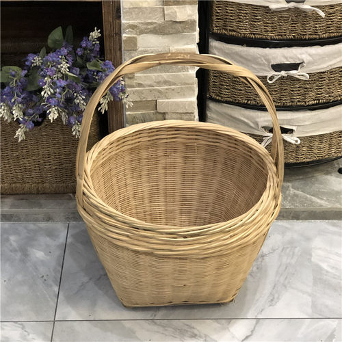 艺然天成手工竹编大号结实采摘篮