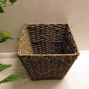 艺然天成方形草编非柳编藤编果篮花篮化妆品收纳筐零食首饰收纳盒