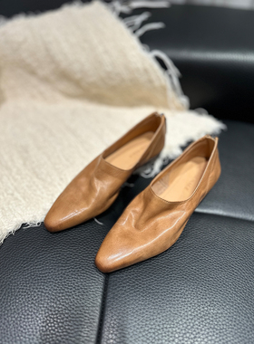 YUSI极简风文艺巨软单鞋女春夏乐福鞋气质奶奶鞋真皮软舒适小皮鞋