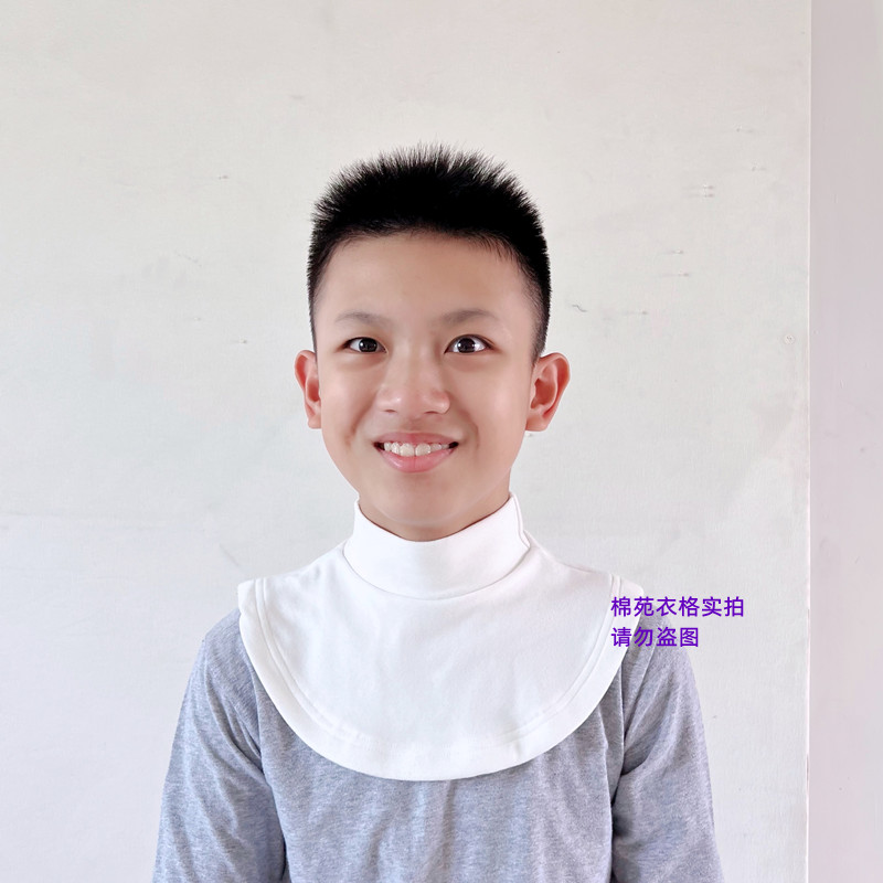 男女童德绒加厚纯色假领子配卫衣