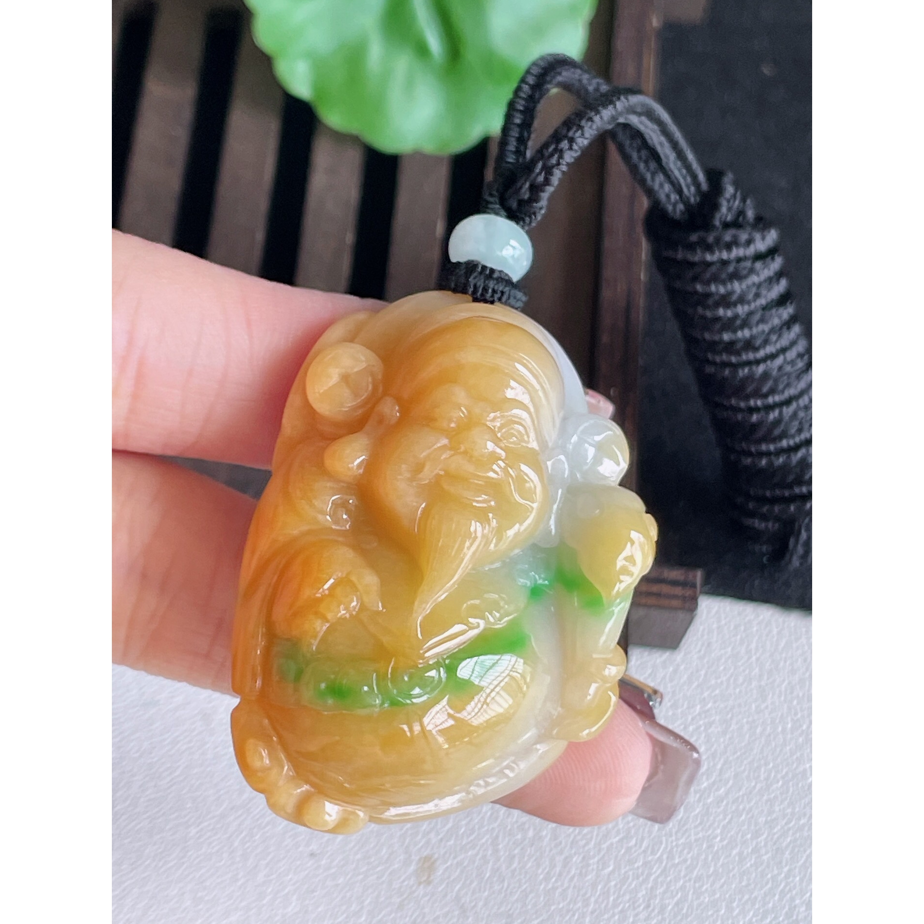 天然A货翡翠玉石挂件财神爷吊坠