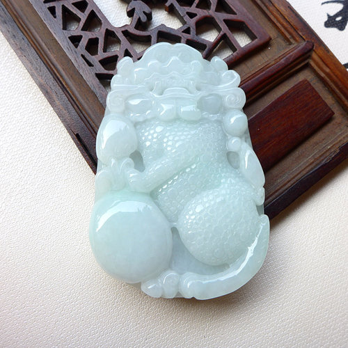 源头天然a货老坑精雕招财翡翠玉