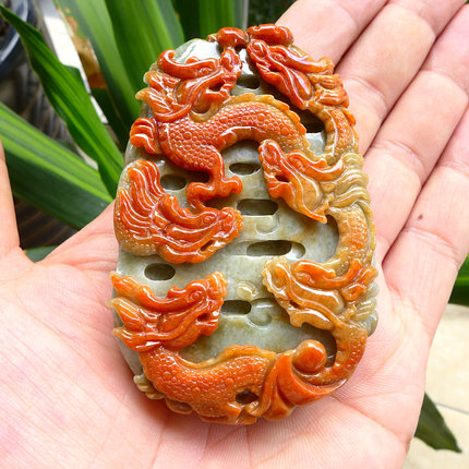 四会源头产地缅甸翡翠玉A货老坑精雕九龙至尊玉把件S66