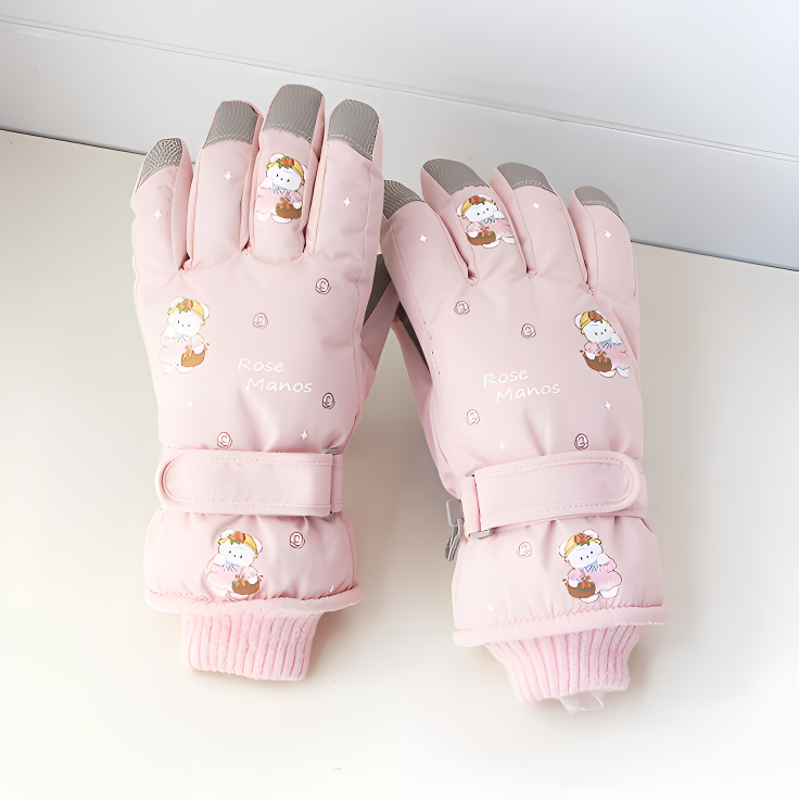 大童滑雪手套女冬季10-15岁可爱加绒加厚保暖学生骑行玩雪防泼水