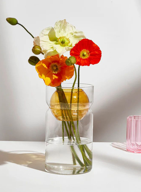 Fazeek轻奢高级感桌面花瓶琥珀色日出日落创意小花瓶餐厅餐桌摆件