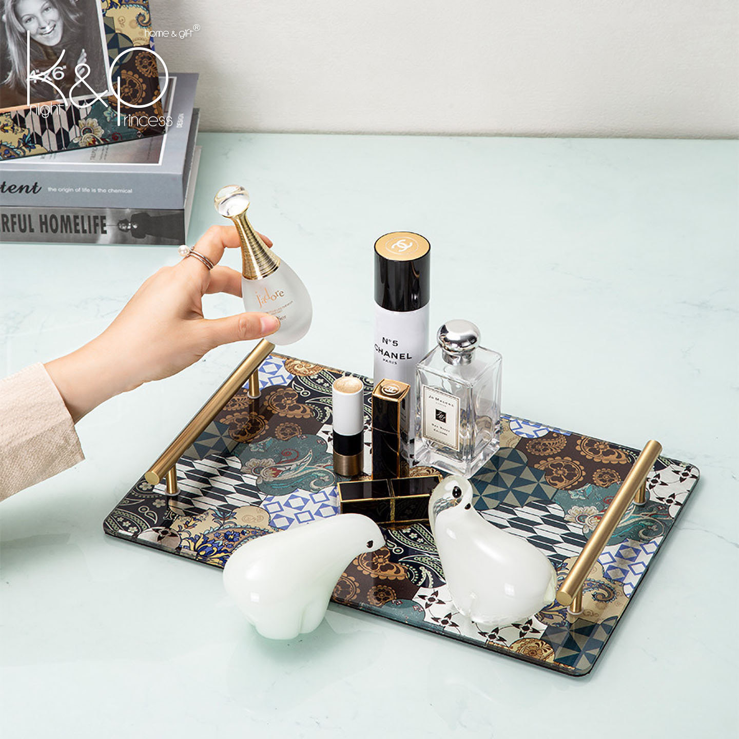 KP长方形水果盘托盘茶几家用早餐茶点收纳盘茶盘客厅家用食物托盘