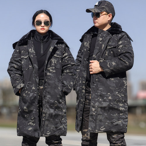 新款加厚军迷大衣中长款迷彩棉服