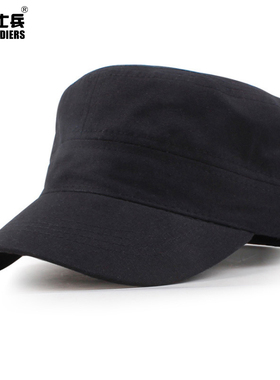 ARMOR WOLF平顶帽男女户外遮阳帽四季防紫外线平檐帽棉质军迷帽黑