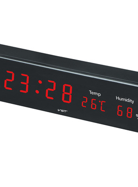 LED CLOCK 插电LED挂钟电子闹钟带温度湿度计显示蓝色光绿色光