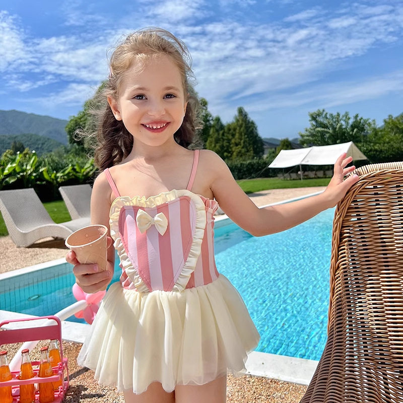女童连体网红裙式泳装洋气女宝宝可爱公主游泳衣时尚女孩儿童泳衣