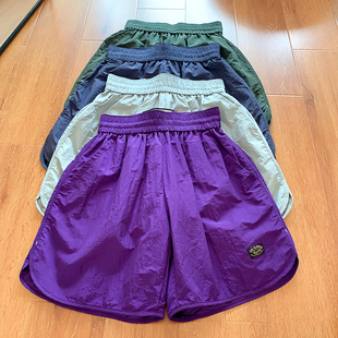 美式复古夏季男士尼龙速干拳击短裤薄款透气直筒运动篮球五分裤潮